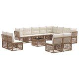 vidaXL Tuinbank Set 13 pcs Zwart poly rattan
