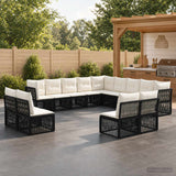 vidaXL Tuinbank Set 14 pcs Zwart poly rattan