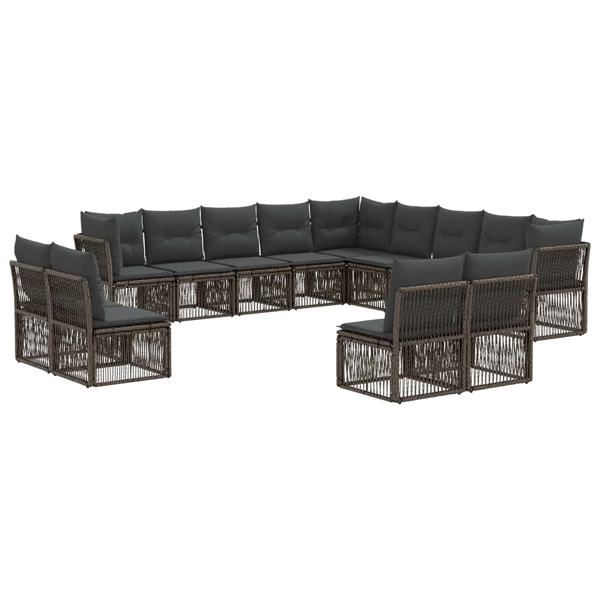 vidaXL Tuinbank Set 14 pcs Zwart poly rattan