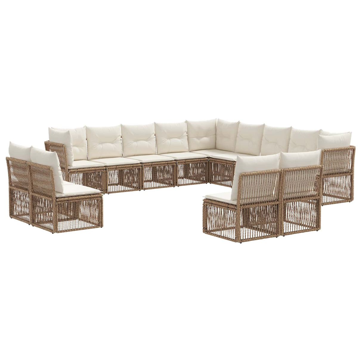 vidaXL Tuinbank Set 14 pcs Zwart poly rattan