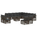 vidaXL Tuinbank Set 14 pcs Zwart poly rattan