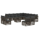 vidaXL Tuinbank Set 14 pcs Zwart poly rattan