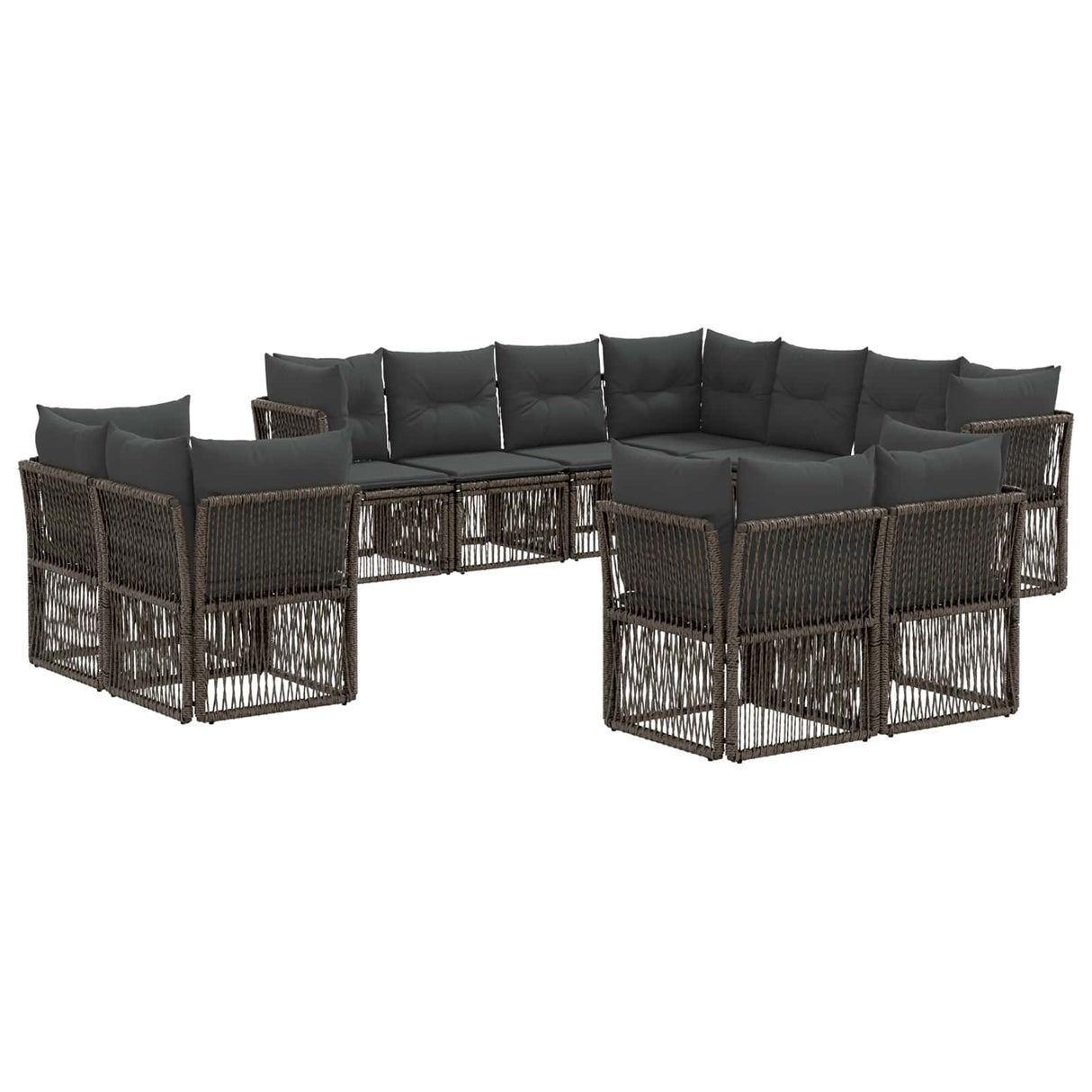 vidaXL Garden Sofa Set 12 pcs Black poly rattan
