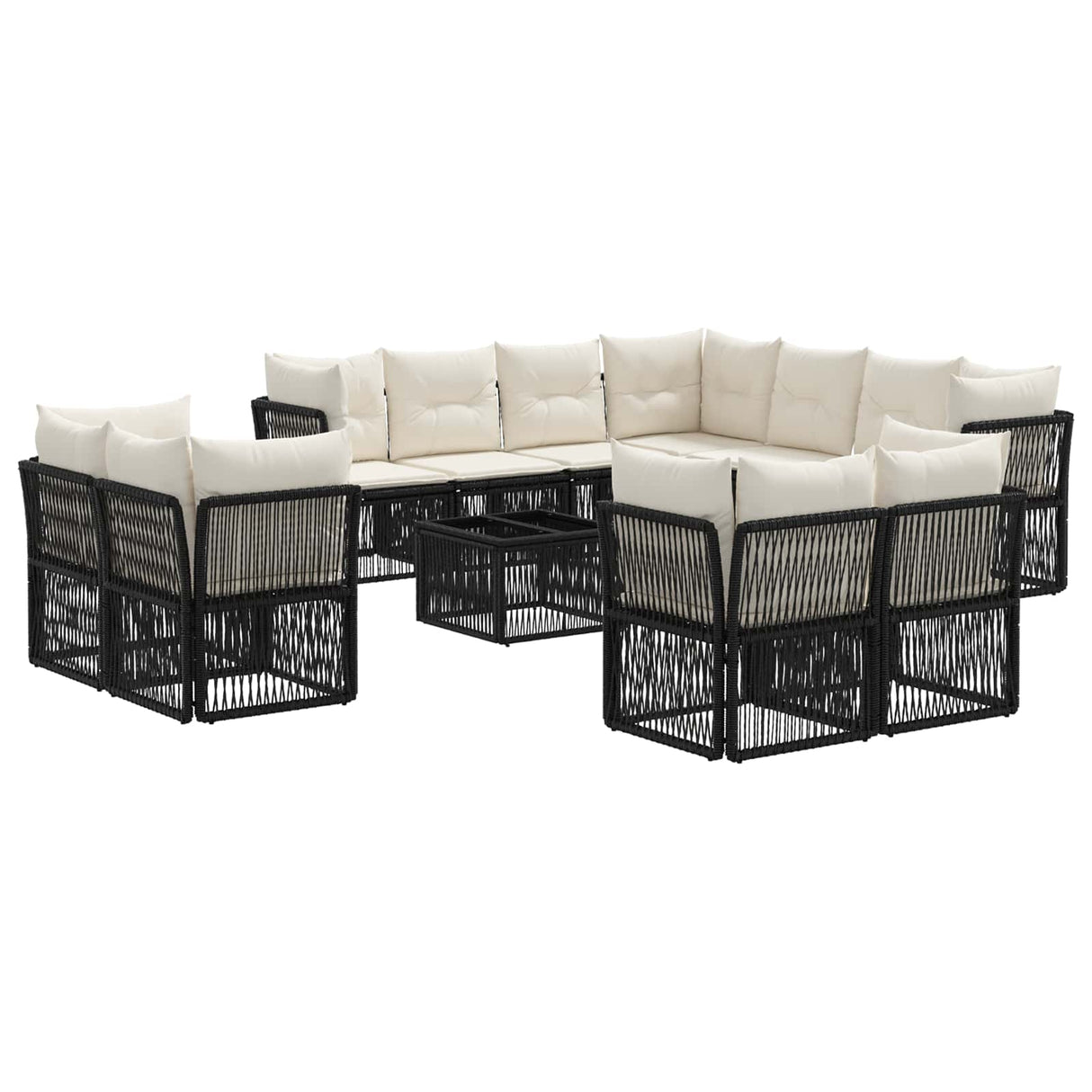 vidaXL Garden Sofa Set 12 pcs Black poly rattan