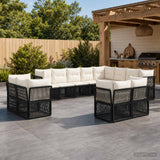 vidaXL Garden Bench Set 13 pcs Black poly rattan
