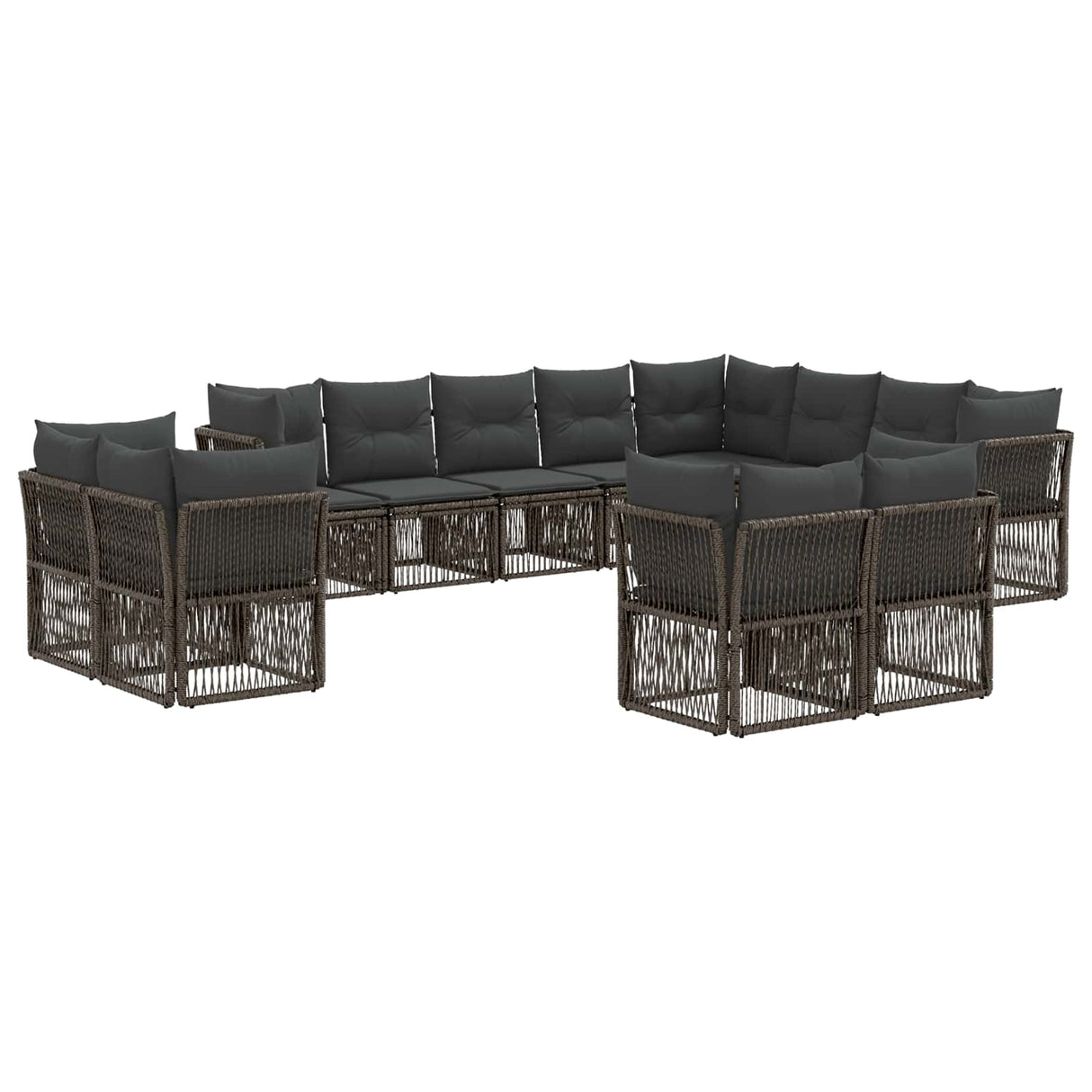 vidaXL Garden Bench Set 13 pcs Black poly rattan