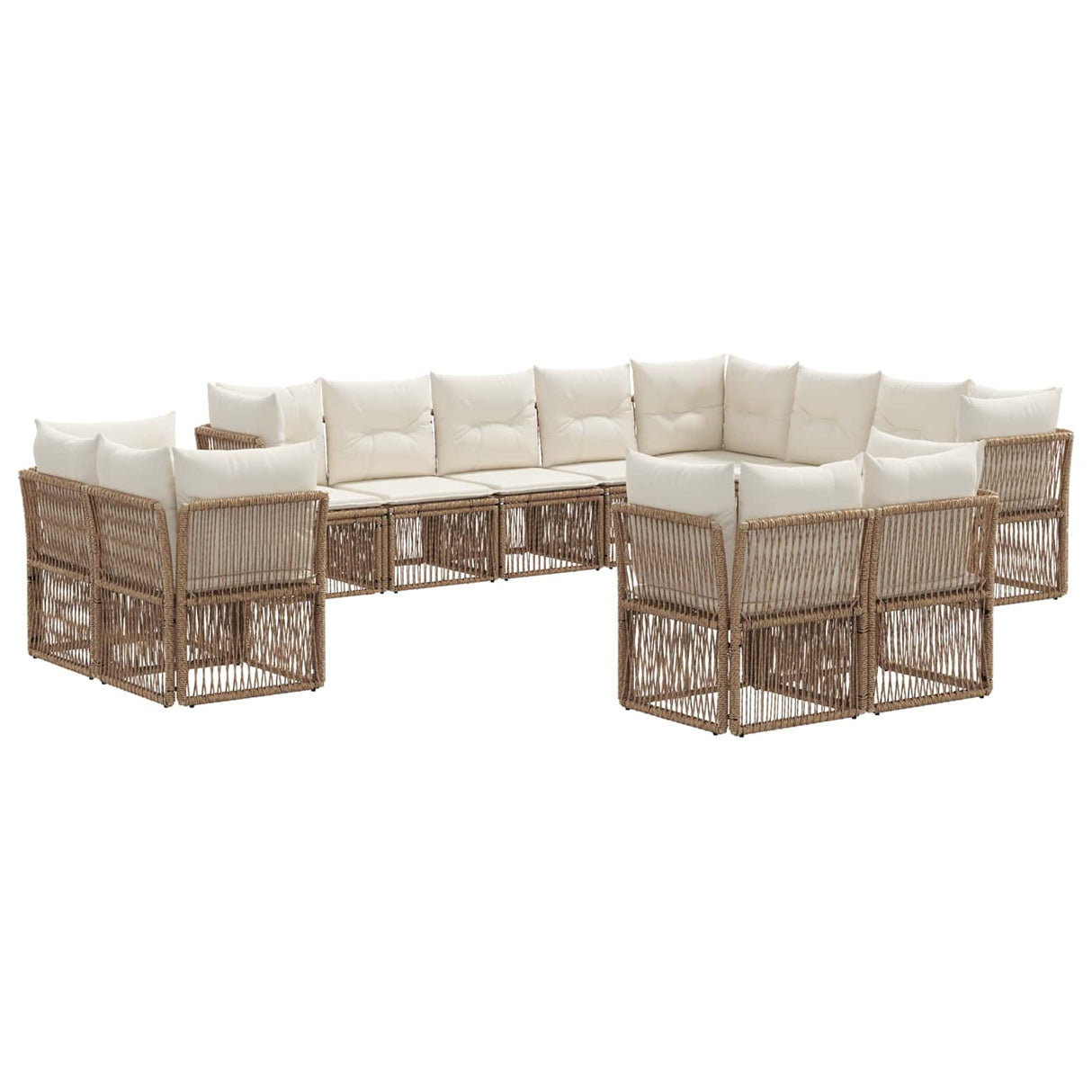 vidaXL Garden Bench Set 13 pcs Black poly rattan
