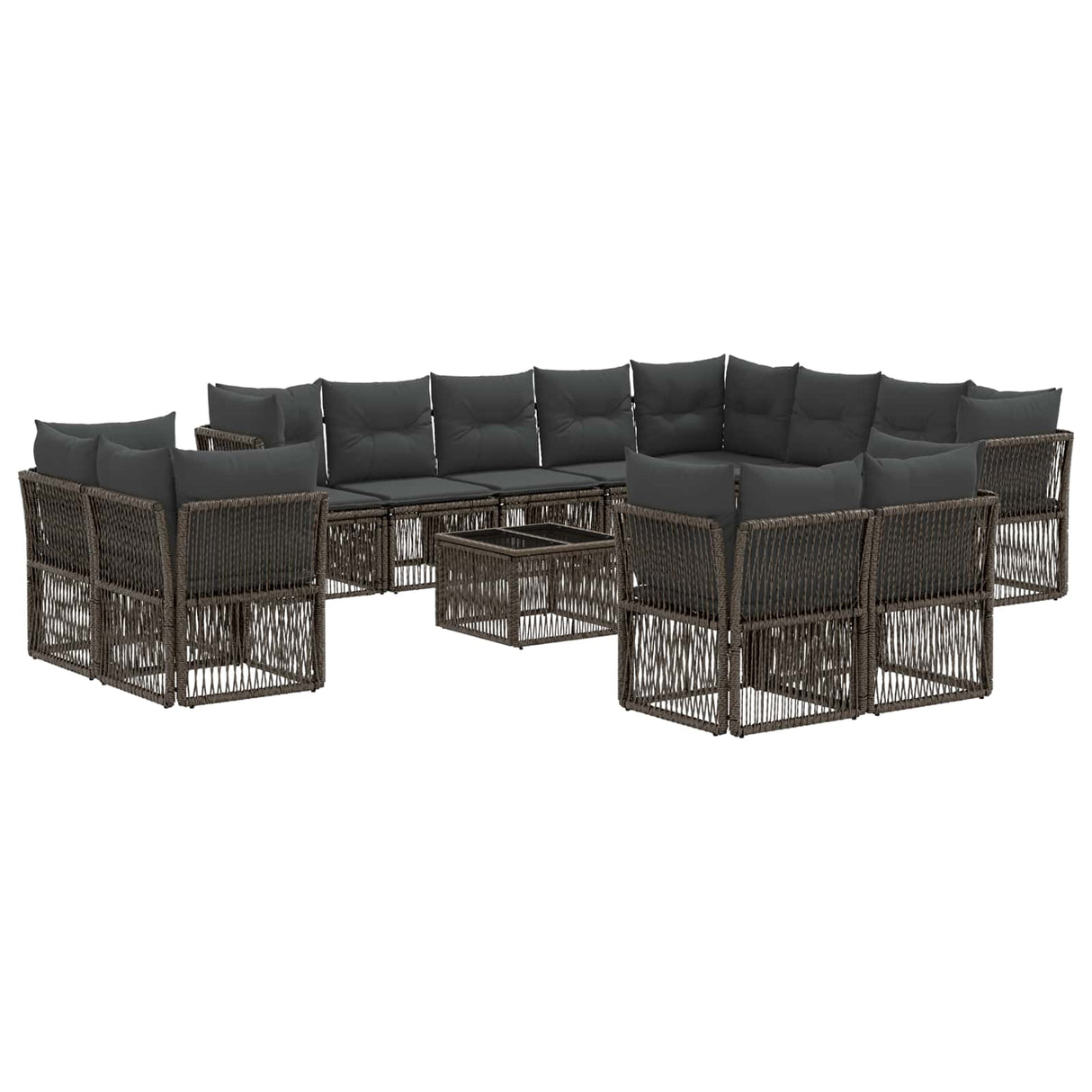 vidaXL Garden Bench Set 13 pcs Black poly rattan