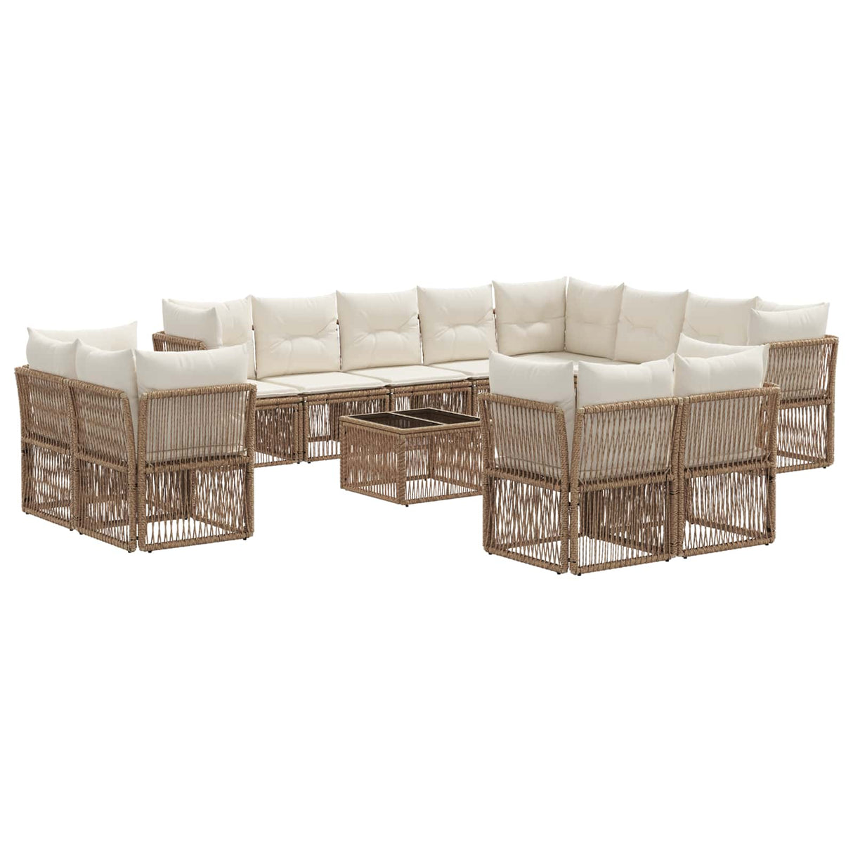 vidaXL Garden Bench Set 13 pcs Black poly rattan
