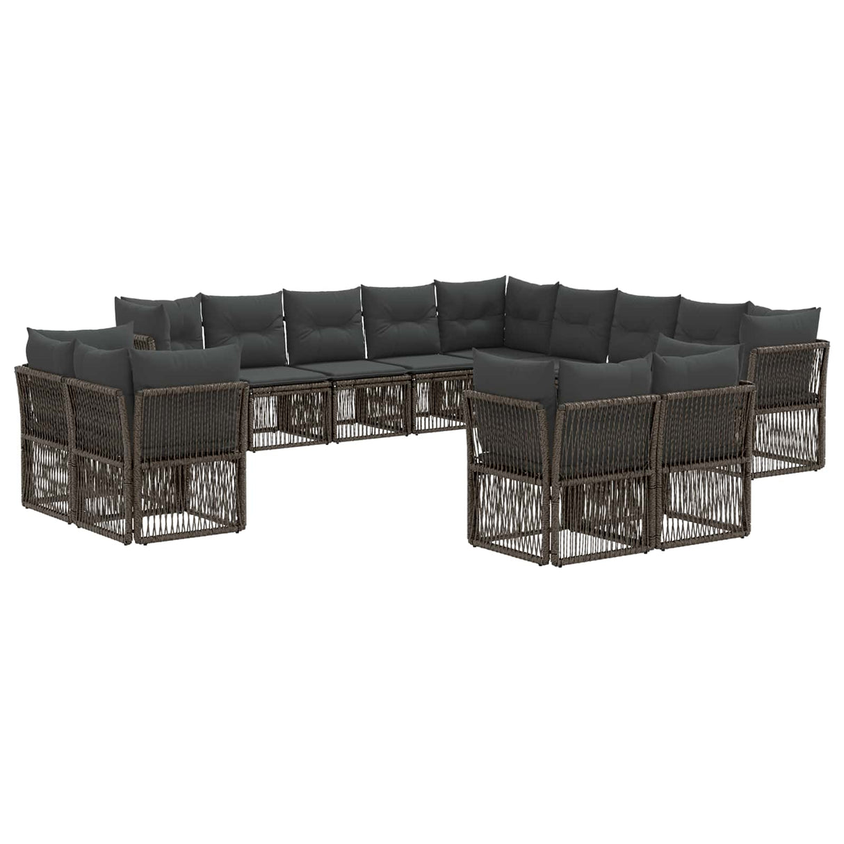 vidaXL Tuinbank Set 14 pcs Zwart poly rattan
