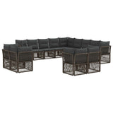 vidaXL Tuinbank Set 14 pcs Zwart poly rattan