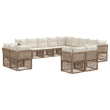 vidaXL Tuinbank Set 14 pcs Zwart poly rattan