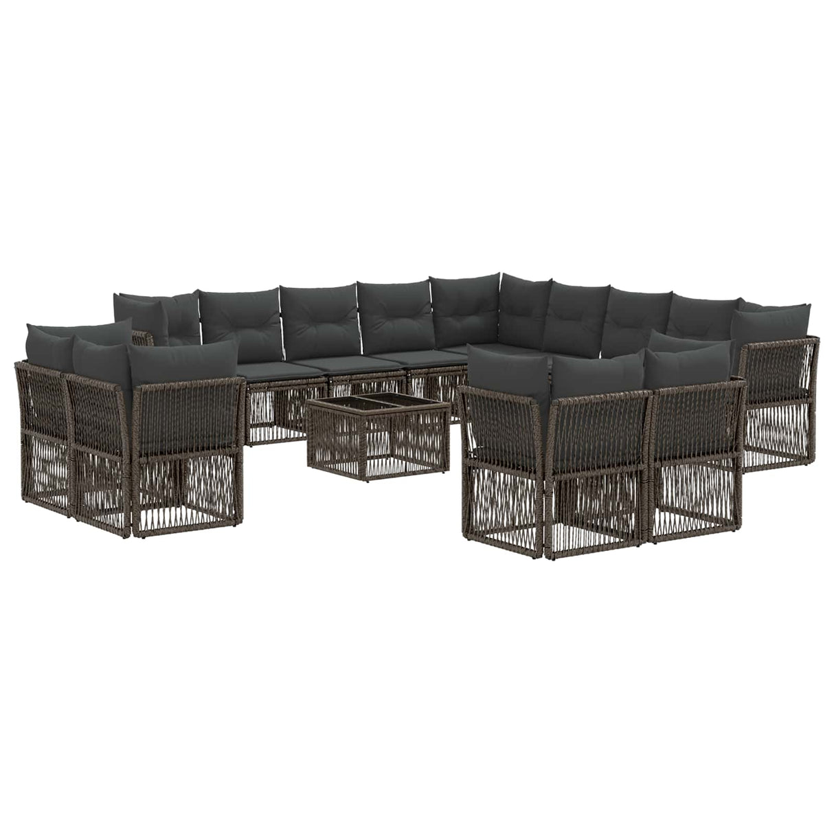 vidaXL Tuinbank Set 14 pcs Zwart poly rattan
