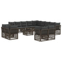 vidaXL Tuinbank Set 14 pcs Zwart poly rattan