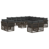vidaXL Tuinbank Set 14 pcs Zwart poly rattan