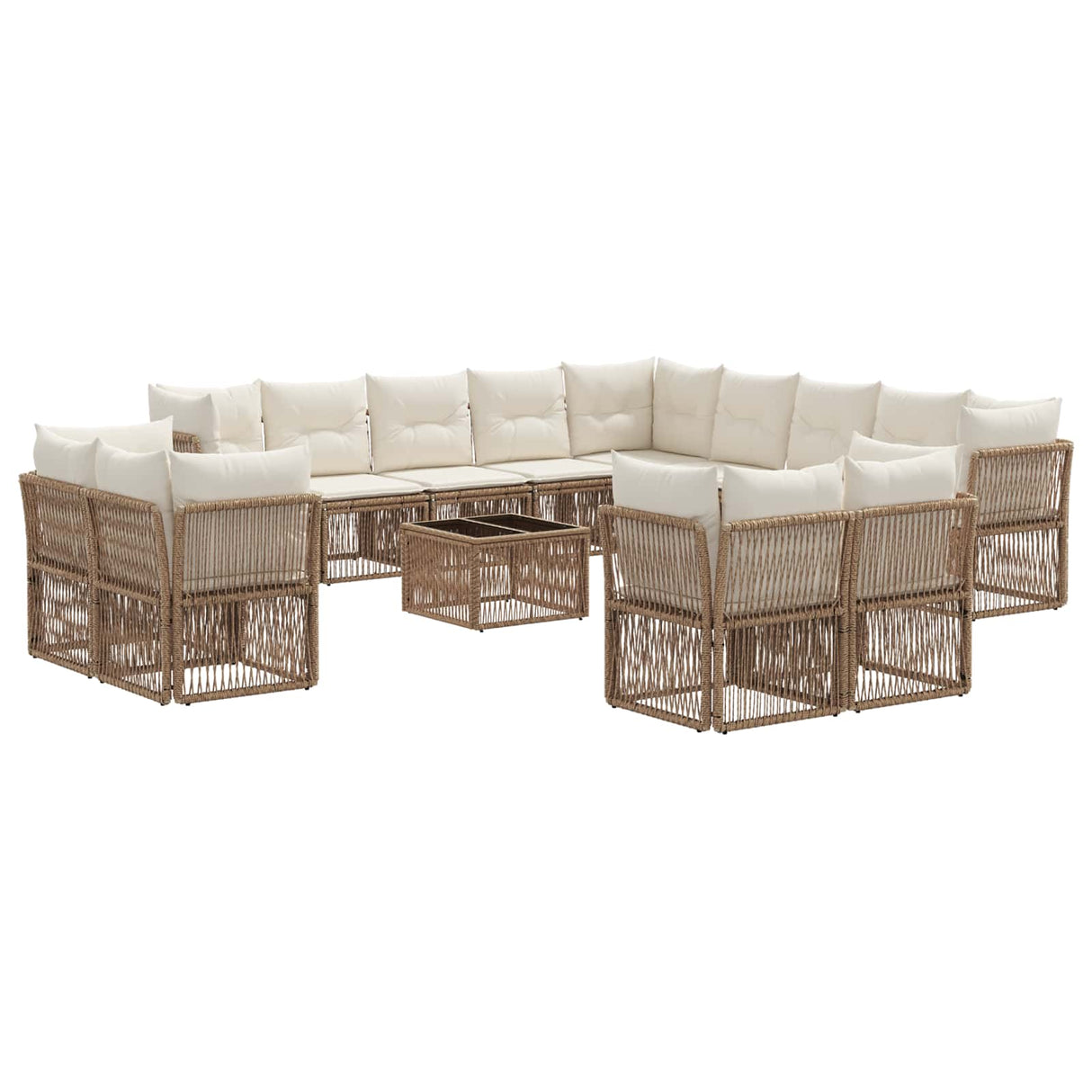 vidaXL Tuinbank Set 14 pcs Zwart poly rattan