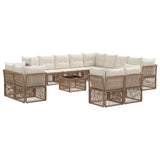 vidaXL Tuinbank Set 14 pcs Zwart poly rattan