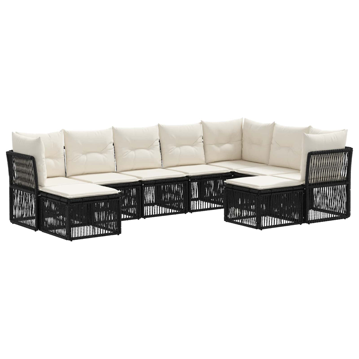 vidaXL Tuinbank Set 10 pcs Zwart poly rattan