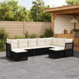 vidaXL Tuinbank Set 10 pcs Zwart poly rattan