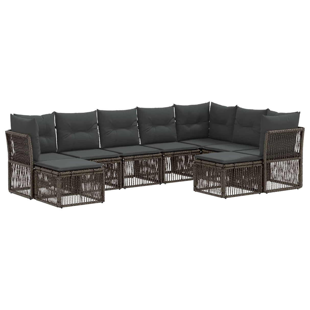 vidaXL Tuinbank Set 10 pcs Zwart poly rattan