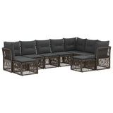 vidaXL Tuinbank Set 10 pcs Zwart poly rattan