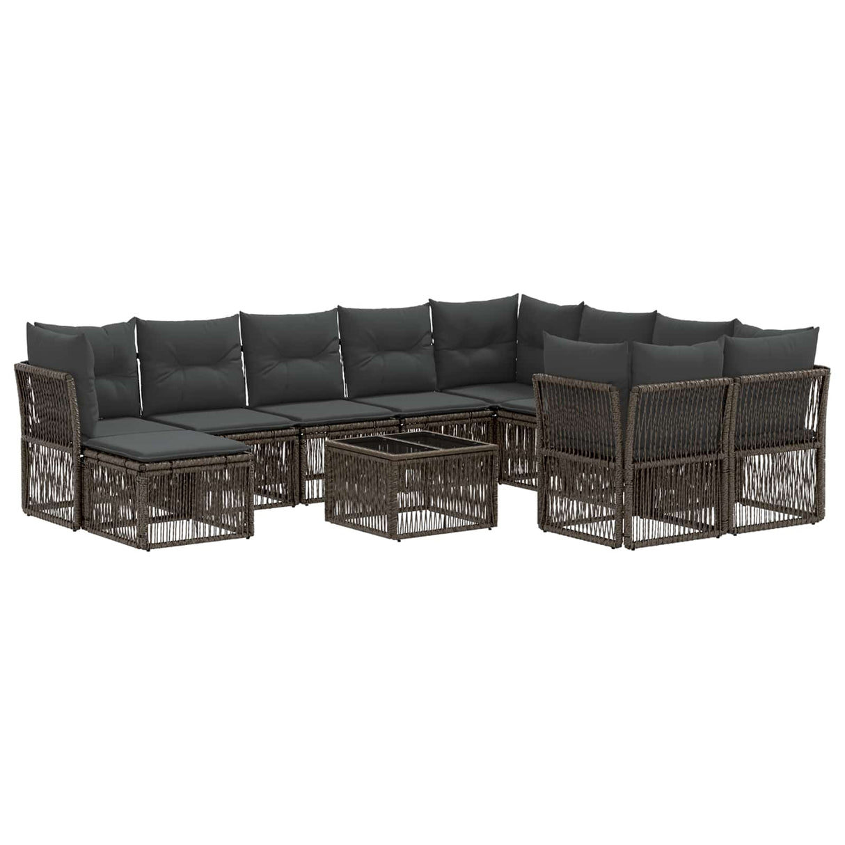 vidaXL Garden Lounge Set 11 Pieces Black Poly Rattan