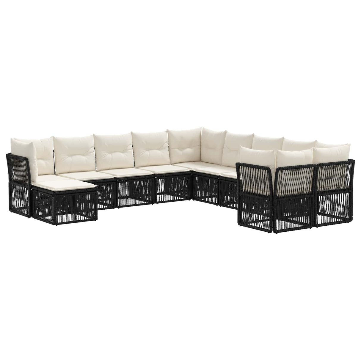 vidaXL Garden Lounge Set 12 pcs Black poly rattan
