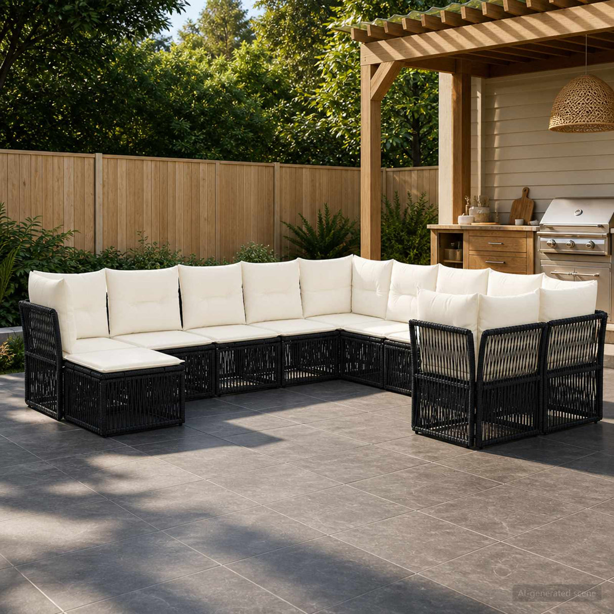 vidaXL Garden Lounge Set 12 pcs Black poly rattan