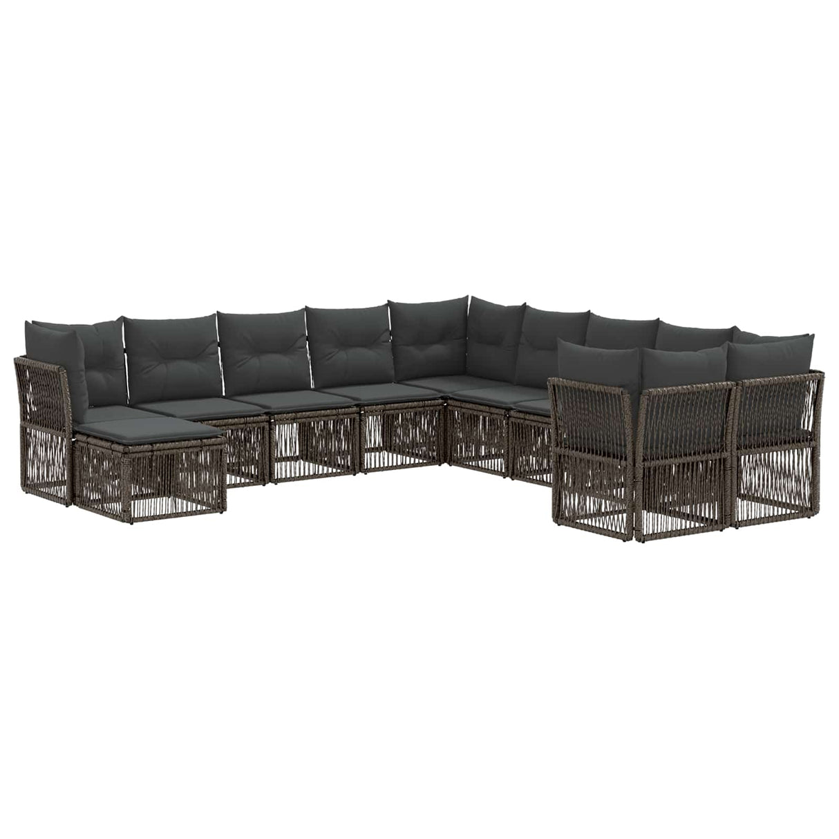 vidaXL Garden Lounge Set 12 pcs Black poly rattan