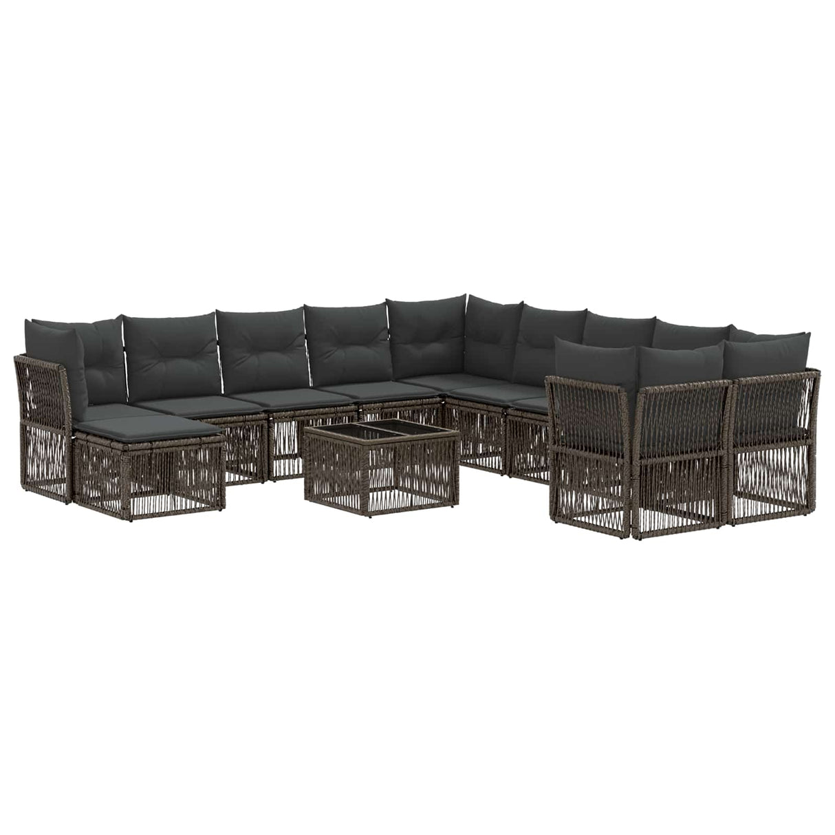 vidaXL Garden Lounge Set 12 pcs Black poly rattan