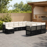 vidaXL Tuinbank Set 13 pcs Zwart poly rattan