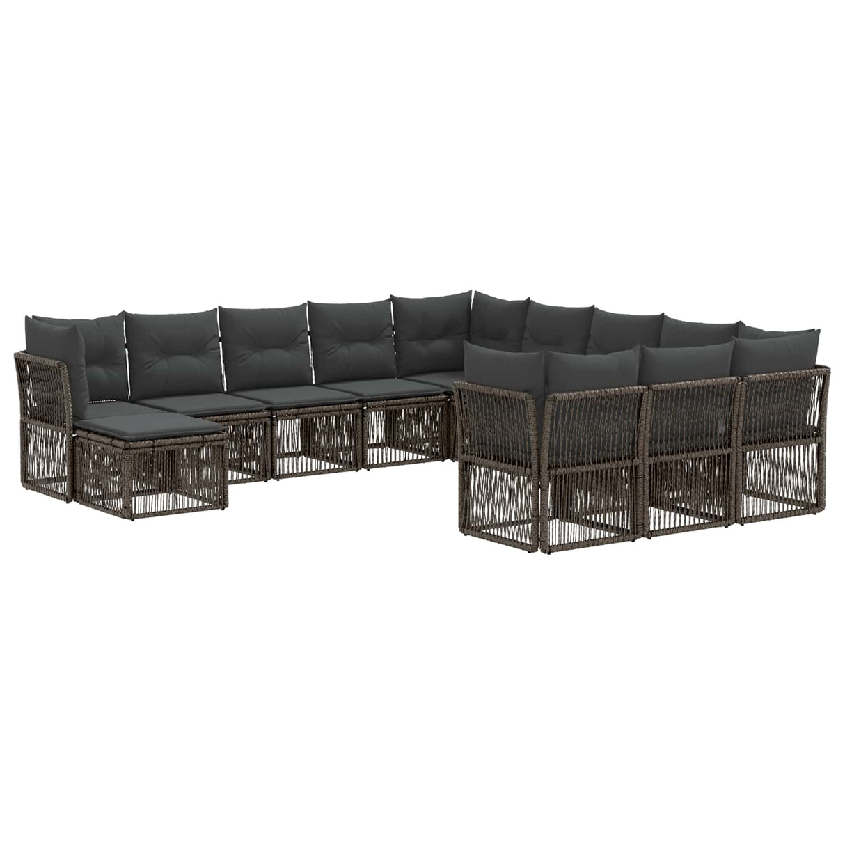 vidaXL Tuinbank Set 13 pcs Zwart poly rattan