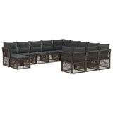 vidaXL Tuinbank Set 13 pcs Zwart poly rattan