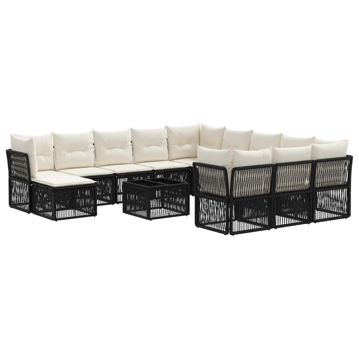 vidaXL Tuinbank Set 13 pcs Zwart poly rattan