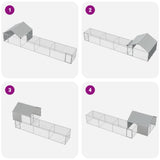 vidaXL Chicken Coop with Roof and Run 2 pcs silver 7 x 2 x 1.5 m