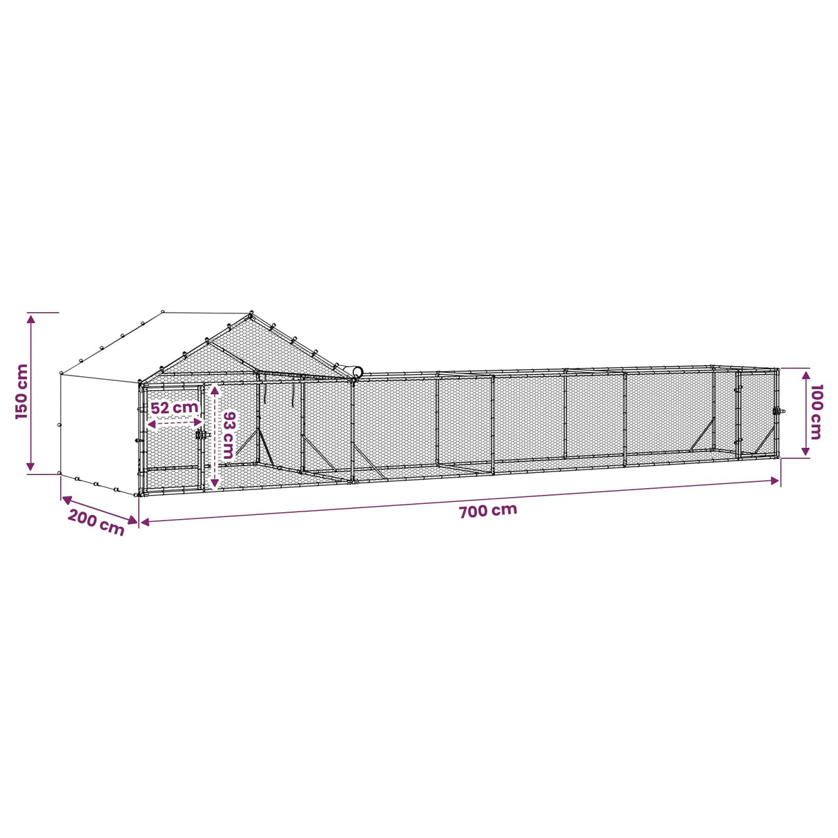 vidaXL Chicken Coop with Roof and Run 2 pcs silver 7 x 2 x 1.5 m
