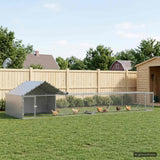 vidaXL Chicken Coop with Roof and Run 2 pcs silver 7 x 2 x 1.5 m