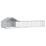 vidaXL Chicken Coop with Roof and Run 2 pcs silver 7 x 2 x 1.5 m