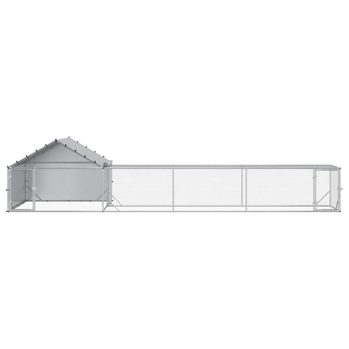 vidaXL Chicken Coop with Roof and Run 2 pcs silver 7 x 2 x 1.5 m