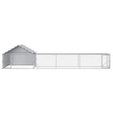vidaXL Chicken Coop with Roof and Run 2 pcs silver 7 x 2 x 1.5 m