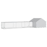 vidaXL Chicken Coop with Roof and Run 2 pcs silver 7 x 2 x 1.5 m