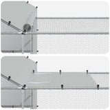 vidaXL Chicken Coop with Roof and Run 2 pcs silver 7 x 2 x 1.5 m