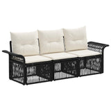 vidaXL Garden Bench Set 4 pcs Black poly rattan