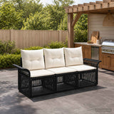 vidaXL Garden Bench Set 4 pcs Black poly rattan
