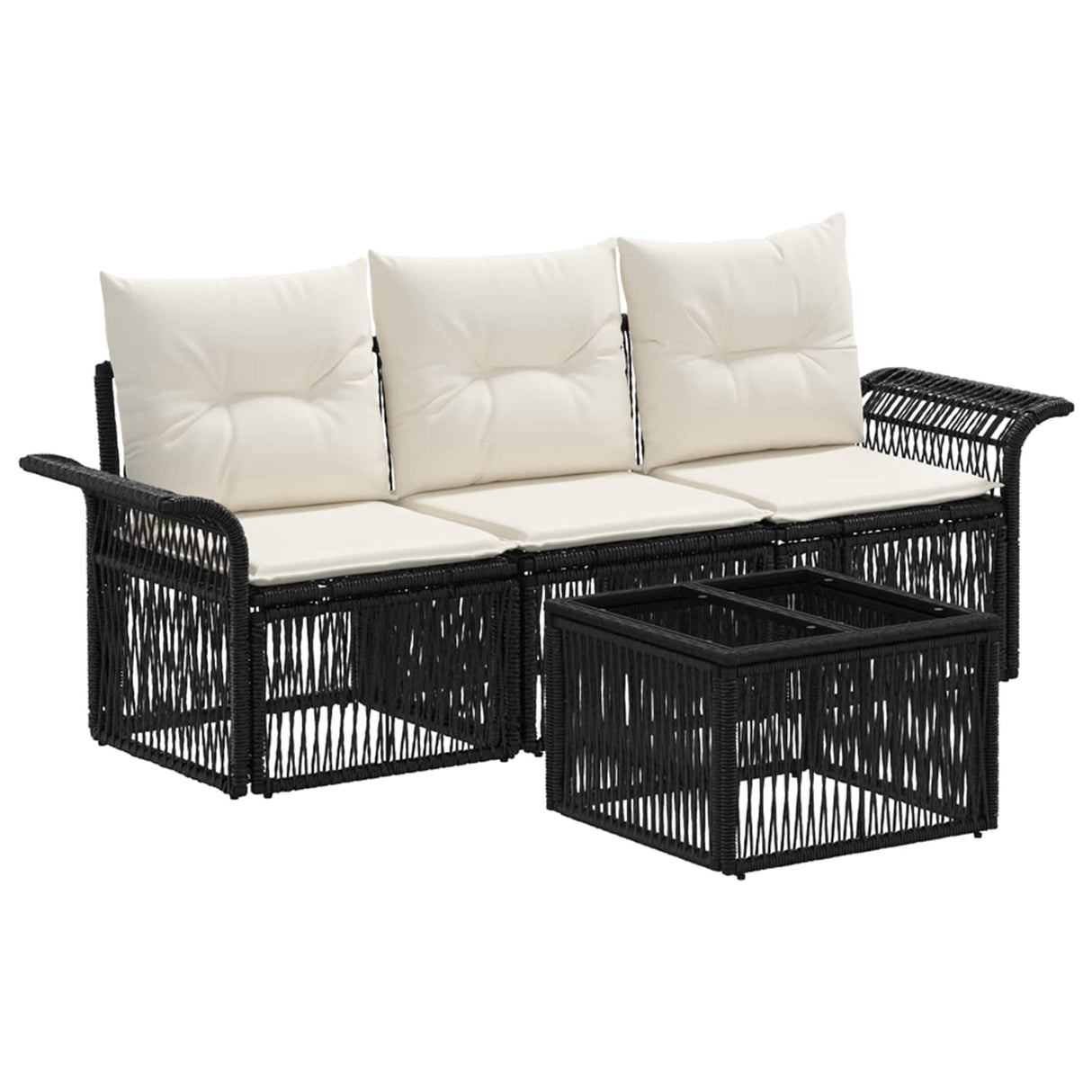 vidaXL Garden Bench Set 4 pcs Black poly rattan