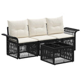 vidaXL Garden Bench Set 4 pcs Black poly rattan