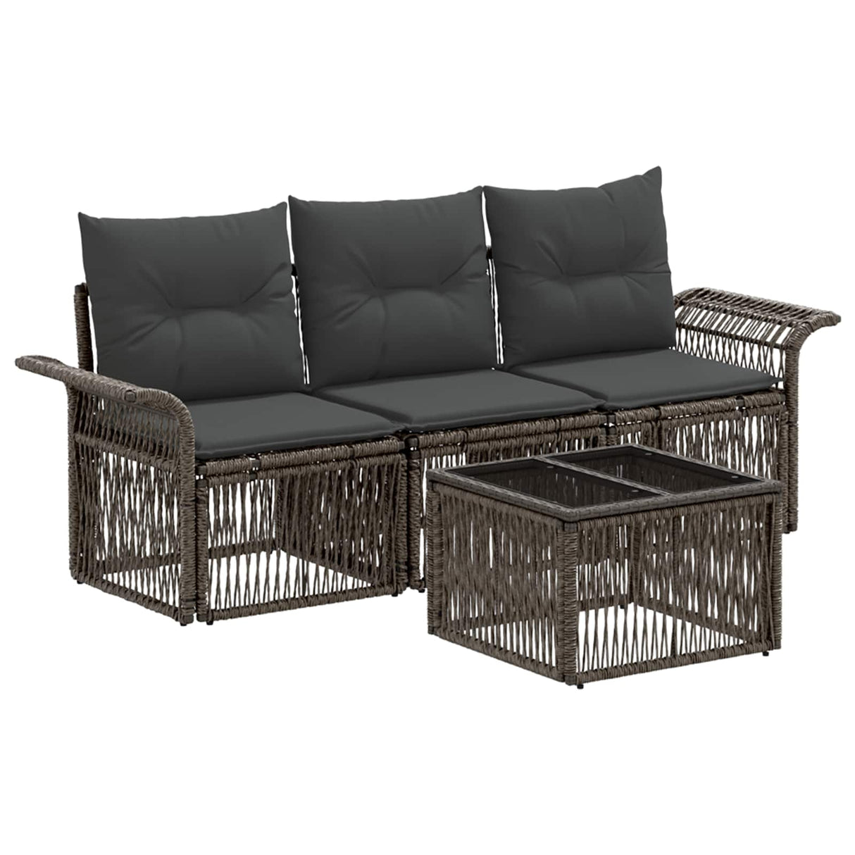 vidaXL Garden Bench Set 4 pcs Black poly rattan