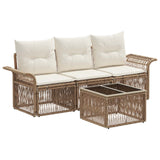vidaXL Garden Bench Set 4 pcs Black poly rattan