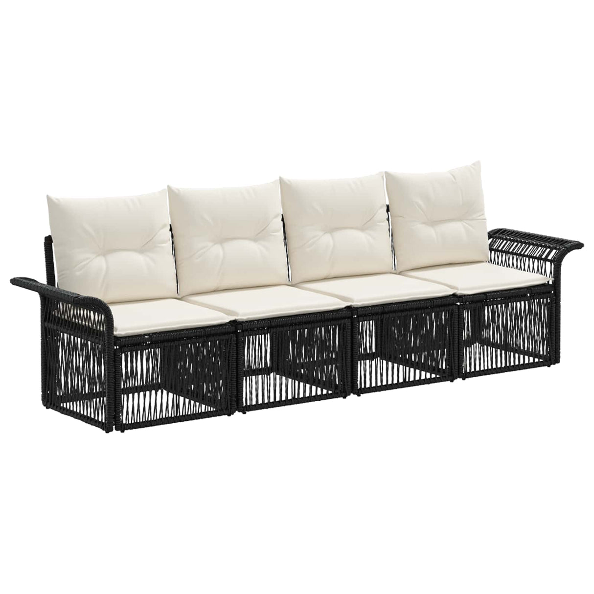vidaXL Garden Sofa Set 5 Piece Black Poly Rattan