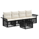 vidaXL Garden Sofa Set 5 Piece Black Poly Rattan